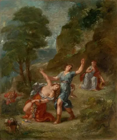 The Spring – Eurydice bitten by a serpent while picking flowers (Eurydice’s death) von Eugène Delacroix