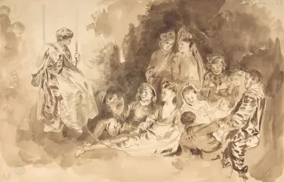 ‘The Swing,’ after Antoine Watteau (Les Agréements de l’été) av Eugène Delacroix