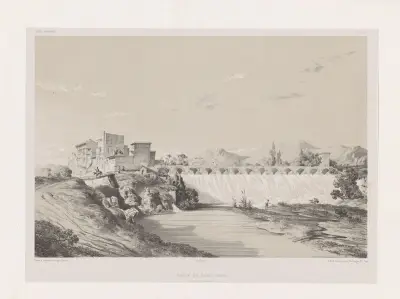 Wodospad Bend-Amir na równinie Persepolis, Eugène Flandin
