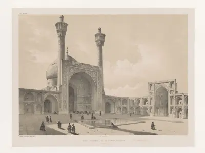 Wewnętrzny dziedziniec Wielkiego Meczetu (Isfahan), Eugène Flandin