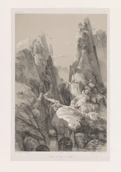 Parada przez Pir-a-Zan (Fars), Eugène Flandin