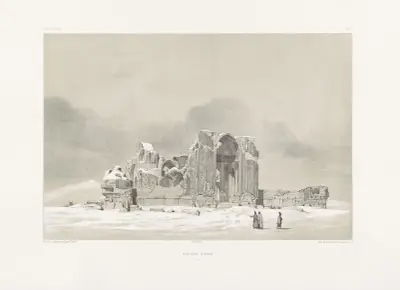 Zrujnowany meczet w Tabriz, Eugène Flandin