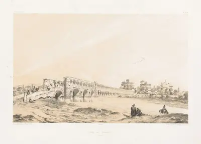 Most w Dżulfie, Isfahan, Eugène Flandin