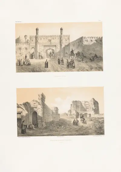 Brama miejska, pozostałości pałacu Zobejdena (Tabriz), Eugène Flandin