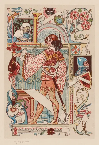 Chevalier inscrit dans une enluminure av Eugène Grasset