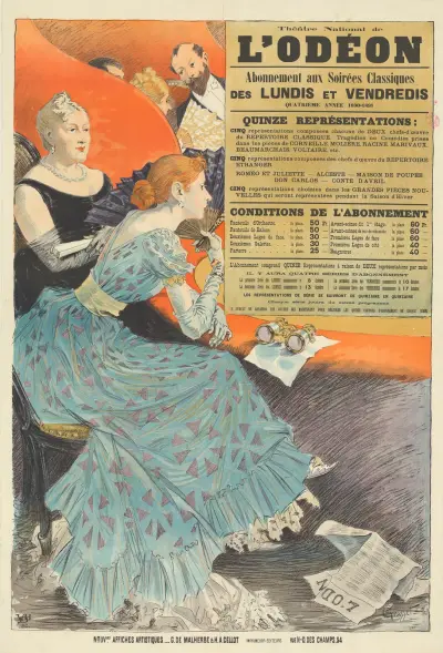 Théatre National de l’Odéon. Abonnement aux soirées classiques… Quatrième années 1890-1891 av Eugène Grasset