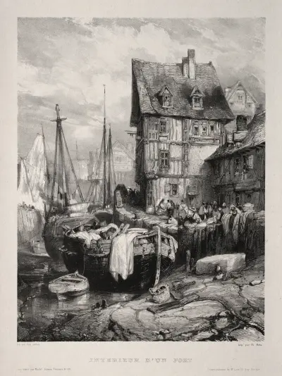 Wnętrze portu, Eugène Isabey