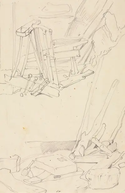 Studies of Wood and Farm Implements av Eugène Isabey