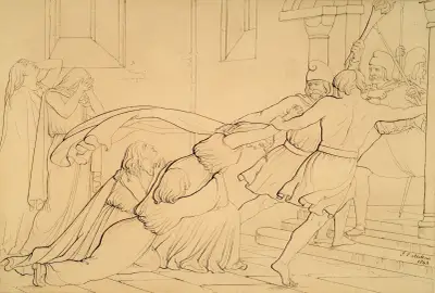 Elgiva porwana na rozkaz Odo, arcybiskupa Canterbury, Sir John Everett Millais