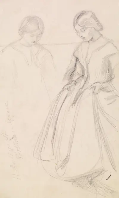 Kobieta – Szkice dziewczynki trzymającej spódnicę, Sir John Everett Millais