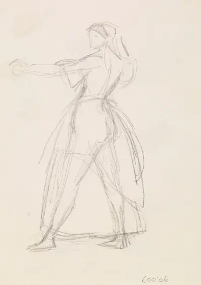 Kobieta – studium kobiety w groźnej pozie, z uniesionym ramieniem, Sir John Everett Millais