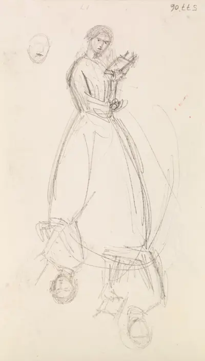 Kobieta – Dwa szkice młodej kobiety z książką, 1855 – nr 2, Sir John Everett Millais