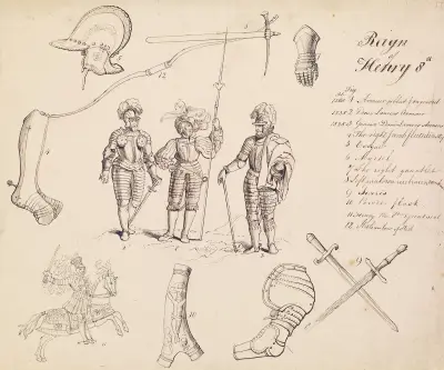 Szkice zbroi – Studium do Henryka VIII, 1844 – Nr. 1, Sir John Everett Millais