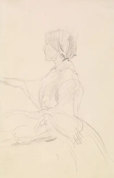 Tennysona "The Grandmother's Apology" – dziewczyna siedząca na podłodze, Sir John Everett Millais