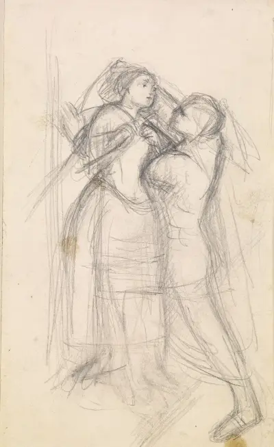 Ucieczka heretyka – Szkic dziewczyny i jej kochanka, 1857 – Nr. 3, Sir John Everett Millais