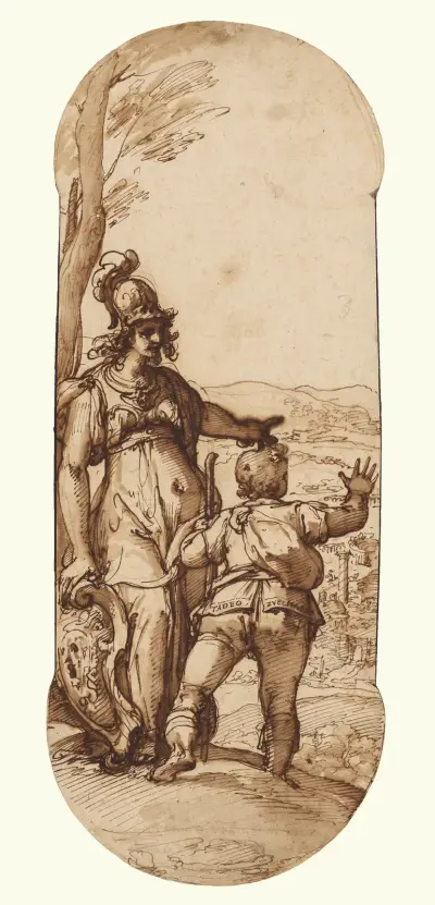Pallas Athena Shows Taddeo the Prospect of Rome av Federico Zuccaro