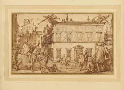 Taddeo Decorating the Façade of the Palazzo Mattei av Federico Zuccaro