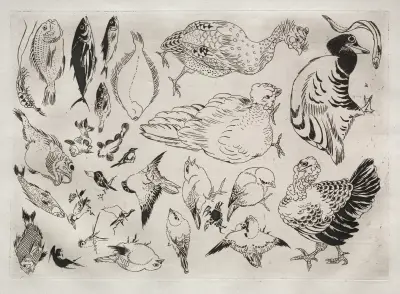 Dinner Service (Rousseau service); Ducks, fish, etc. (no. 12) av Félix Bracquemond