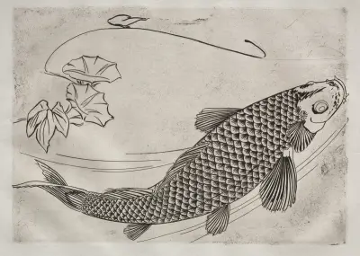 Dinner Service (Rousseau service); Large fish in a Japanese style (no. 19) av Félix Bracquemond