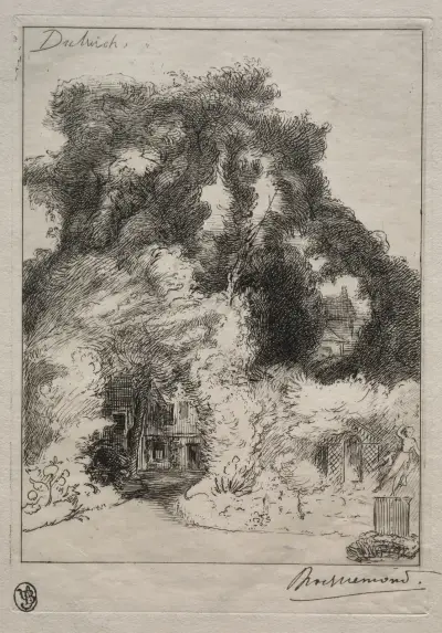 The Garden of the Inn at Dulwich av Félix Bracquemond