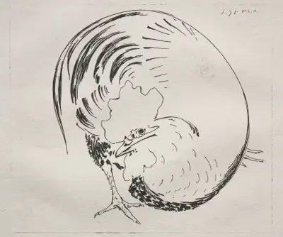 The High-Fired Service; Rooster (counterproof) av Félix Bracquemond