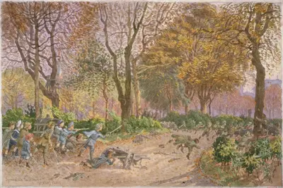 Enfants jouant à la guerre dans le square de la mairie du 14ème arrondissement, Félix Brard