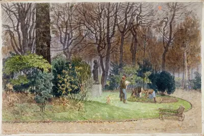 Jardiniers dans le square de la mairie du 14ème arrondissement, 15-16 novembre 1917, Félix Brard