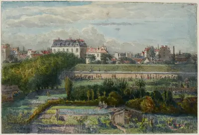 Vue de la porte de Montrouge et des jardins, prise de la rue Lakanal au Grand-Montrouge, Félix Brard
