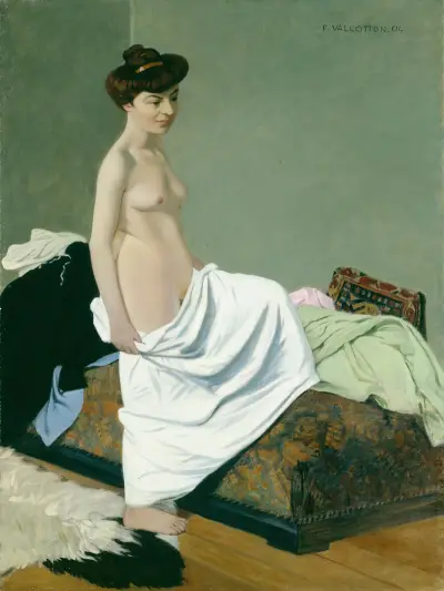 Standing Nude Holding Gown on Her Knee av Félix Vallotton