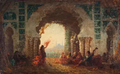 Sérail à Constantinople, la danse de l’almée av Félix Ziem