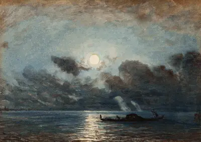 Venise, Clair De Lune av Félix Ziem