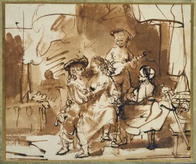 Der verlorene Sohn im Bordell von Ferdinand Bol