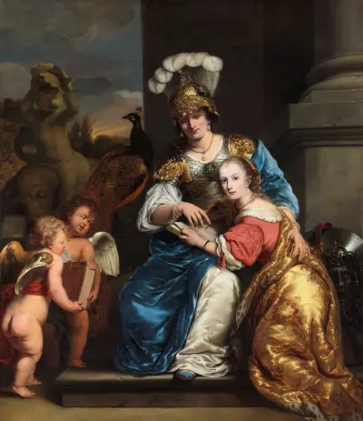 Margarita Trip As Minerva, Instructing Her Sister Anna Maria Trip von Ferdinand Bol