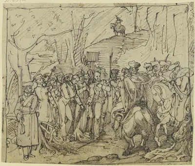 Posledních deset vojáků čtvrtého pluku polské revoluční armády vstupuje roku 1831 na pruské území, Ferdinand Fellner