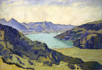Lake Thun From Breitlauenen av Ferdinand Hodler