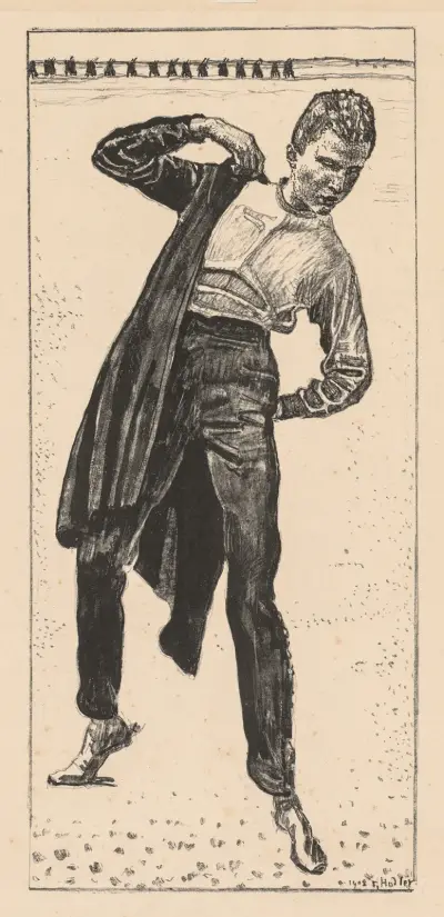Student Putting on His Coat av Ferdinand Hodler