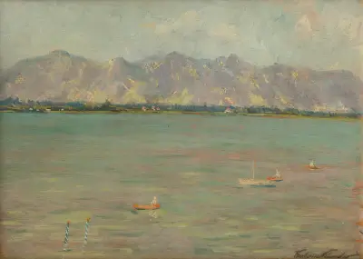 Mountain Landscape with a Lake av Ferdinand Katona