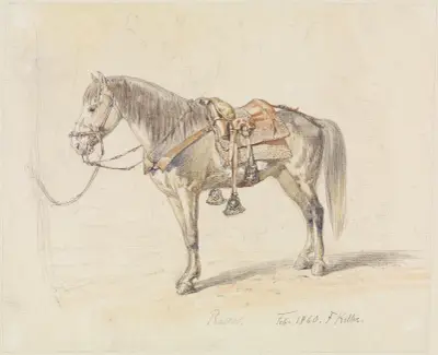 Studie eines gesattelten Pferdes av Ferdinand Keller