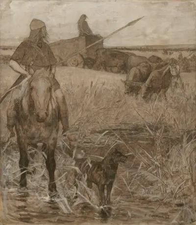 Gaulois à cheval av Fernand Cormon
