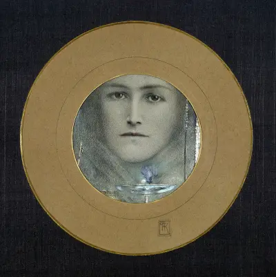 Brown Eyes and a Blue Flower, 1905 – Nr. 2, Fernand Khnopff