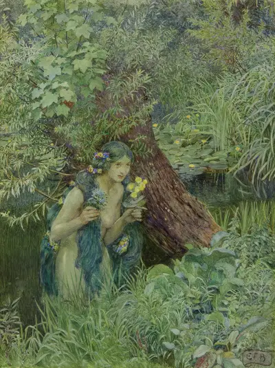 With Goodly Greenish Locks, All Loose ‘untied’ av Eleanor Fortescue-Brickdale