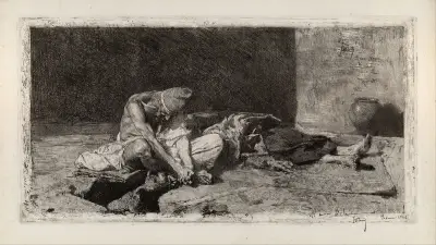 Araber wacht über den Körper eines Freundes von Mariano Fortuny Marsal