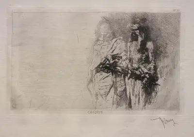 Skizze (zwei arabische Figuren) von Mariano Fortuny Marsal