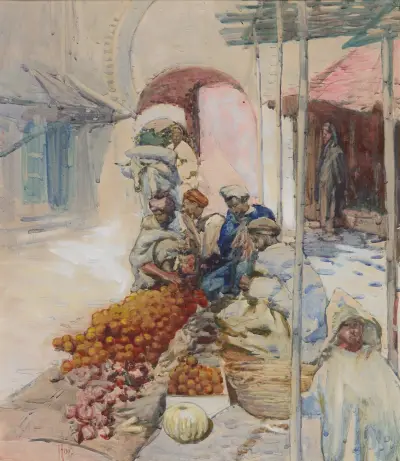 Die Apfelsinenverkäuferinnen, Tanger von Frances Hodgkins