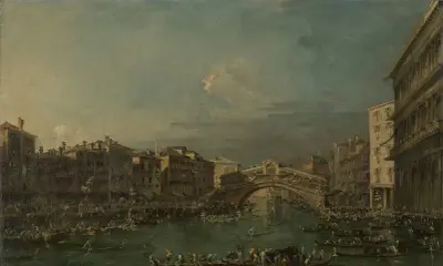 Regatta on the Grand Canal, near the Rialto Bridge, Venice av Francesco Guardi