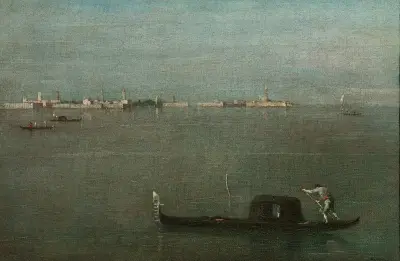 The Grey Lagoon (Gondolas on the Lagoon) av Francesco Guardi