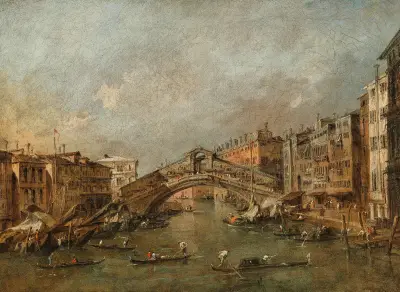 Rialtský most a Riva del Vin, Benátky, Francesco Guardi