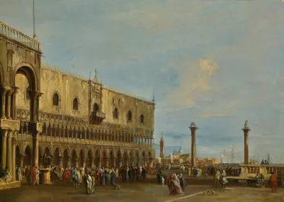 Benátky, pohled na Piazzettu směrem na jih s Dóžecím palácem, Francesco Guardi