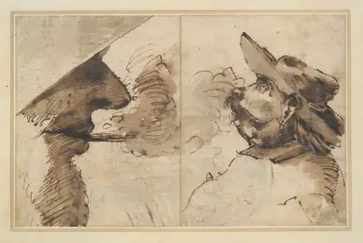 Karikaturen zweier männlicher Köpfe von Pier Francesco Mola