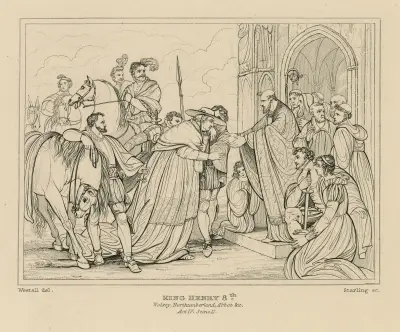 Cardinal Wolsey entering the Abbey of Leicester in Shakespeare’s King Henry VIII, act IV, scene 2 av William Francis Starling
